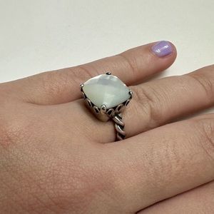 Pandora White ELEGANT SINCERITY RING MOTHER OF PEARL RING - sterling silver sz 6